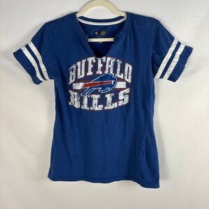 Buffalo Bills NFL Team Apparel Womens Blue T-Shirt Football Stripes